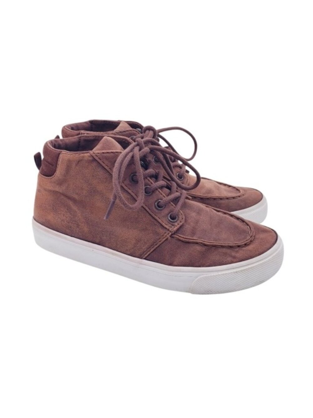 Old Navy Brown Faux Leather High Top Moccasin Lace Up Sneakers Boys Youth Size 3